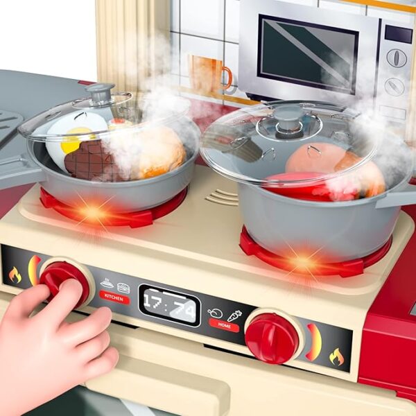 CUISINE 69 PCS ROUGE AVEC SON, LUMIERE ET VAPEUR – Image 2