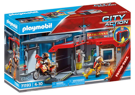 PLAYMOBIL CASERNE DE POMPIERS TRANSPORTABLE