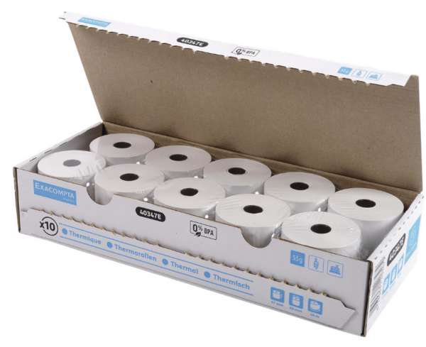 EXA BOBINE PAPIER THERMIQUE 57X60X12 55G 42M – Image 2