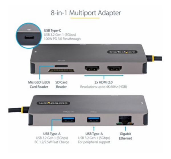 STARTECH COM ADAPTATEUR MULTIPORT USB C 4K 60Hz HDMI DP – Image 2