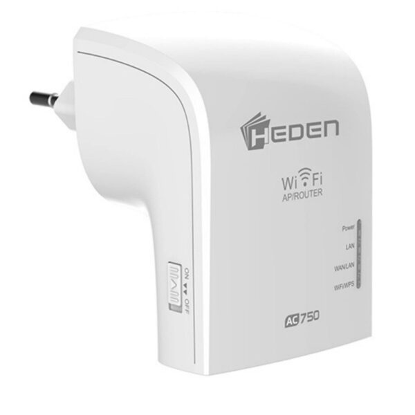 HEDEN REPETEUR WIFI AC750 DUAL BAND 2.4Ghz/5Ghz 2 PORT RJ45 BLANC