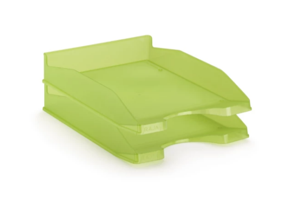 CORBEILLE COURIER TRANSLUCIDE VERT 350X250X65MM POLYSTYRENE