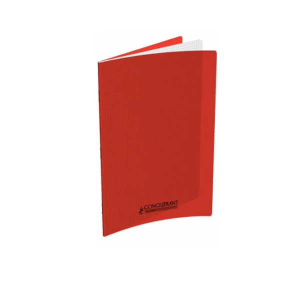 CAHIER PIQURE 24X32 96P Q5X5 ROUGE 90G POLYPRO CONQUERANT