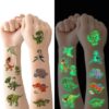 Tatouages temporaires et stickers muraux fluorescents - dinosaures