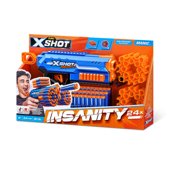 Zuru X-Shot Insanity Manic pistolet + 24 missiles
