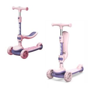 Trottinette reglable 2 en 1 - 3 roues clignotantes avec siege amovibl