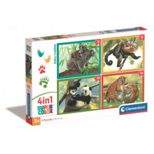 Puzzle 4 en 1 bebes animaux calins